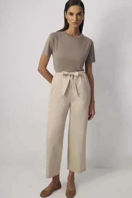 ELASTIC WAIST WIDE LEG PANTS