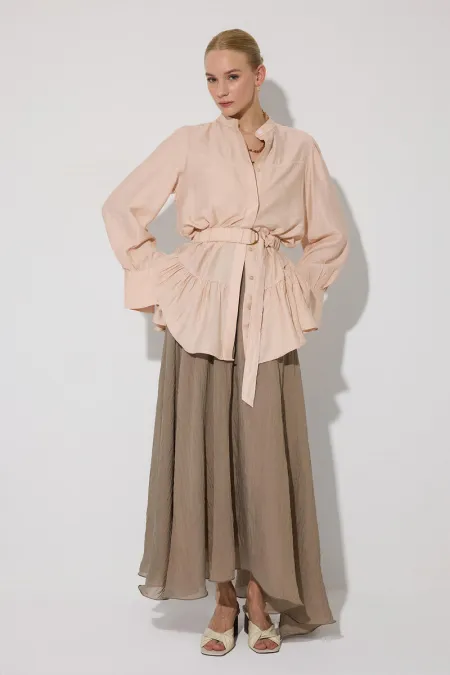 CHEMISE EN VISCOSE AVEC CEINTURE