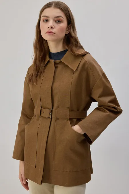 WAXED FINISHED BELTED JACKET