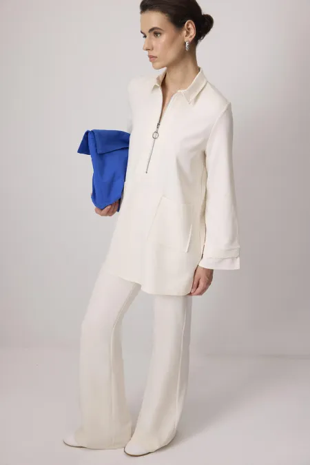 ZIPPED TUNIC AND PANTS CREPE SET