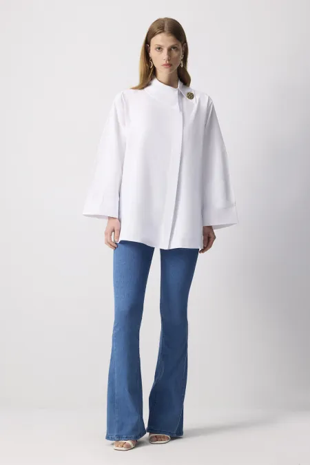 CHEMISE EN POPLINE ASYMÉTRIQUE