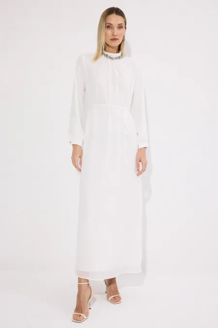 Robe longue doublée en mousseline