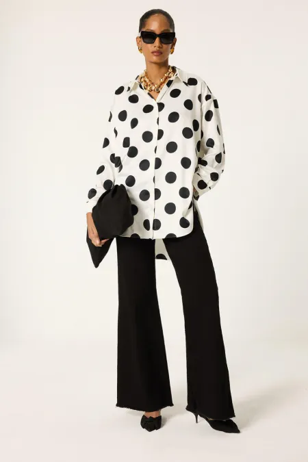 CHEMISE EN SATIN À POIS