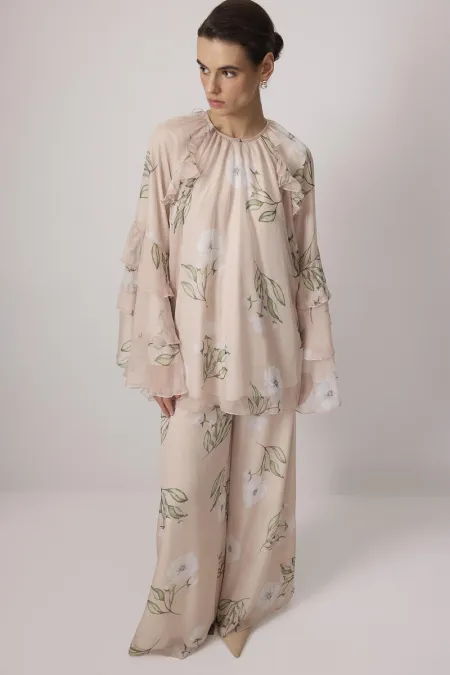 DESENLİ ŞİFON PANTOLON TUNİK TAKIM