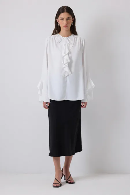 FIRFIR DETAYLI ŞİFON BLUZ