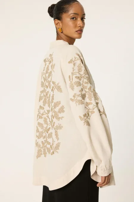 Embroidered oversize kimono