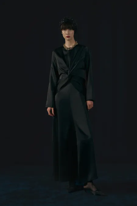 DRAPELİ SATEN ELBİSE