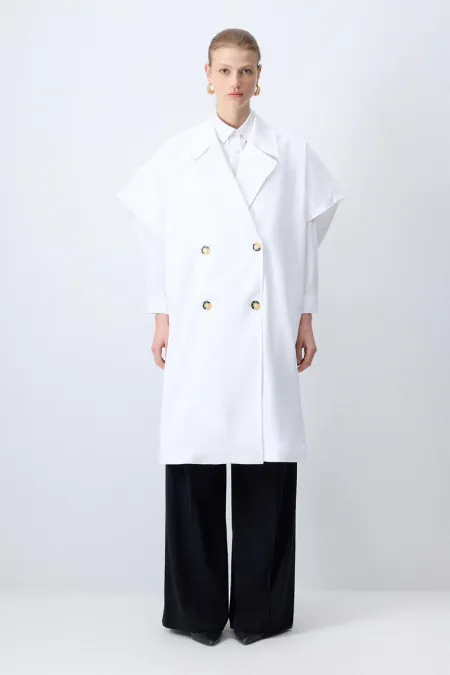 GILET TRENCH EN GABARDINE À DOUBLE CROIX GILET TRENCH EN GABARDINE À DOUBLE CROIX