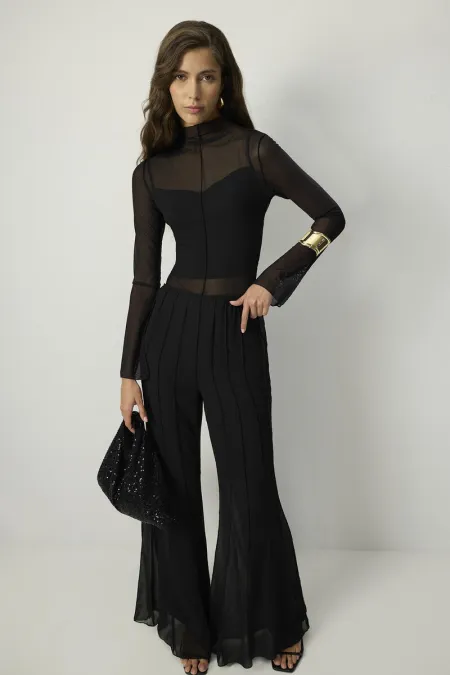 NERVÜRLÜ ŞİFON PANTOLON