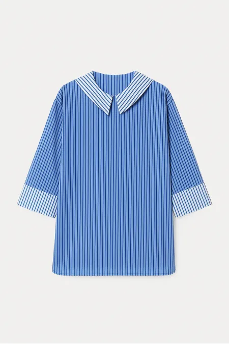 ORGANZA TRIMMING STRIPED TUNIC