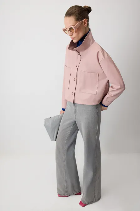 LEATHER SHIRT WITH FRONT POCKETS