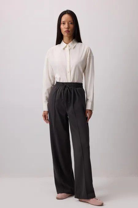 RIBBED PANTS WITH ELASTIC WAISTBAND RIBBED PANTS WITH ELASTIC WAISTBAND