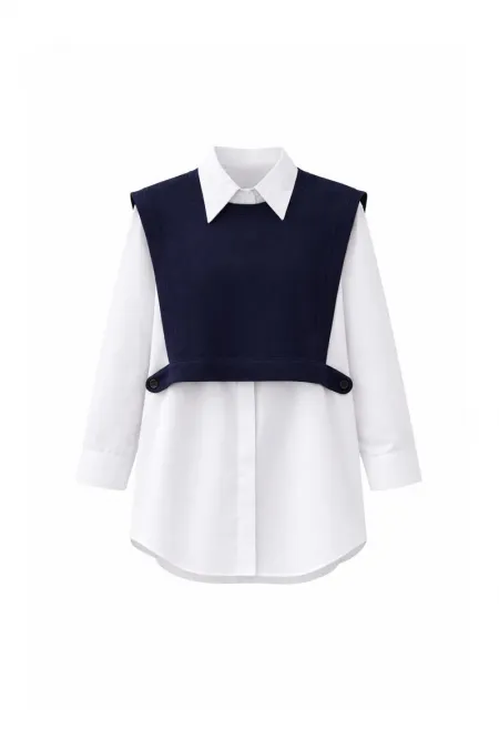 KNITTED SWEATER POPLIN SHIRT