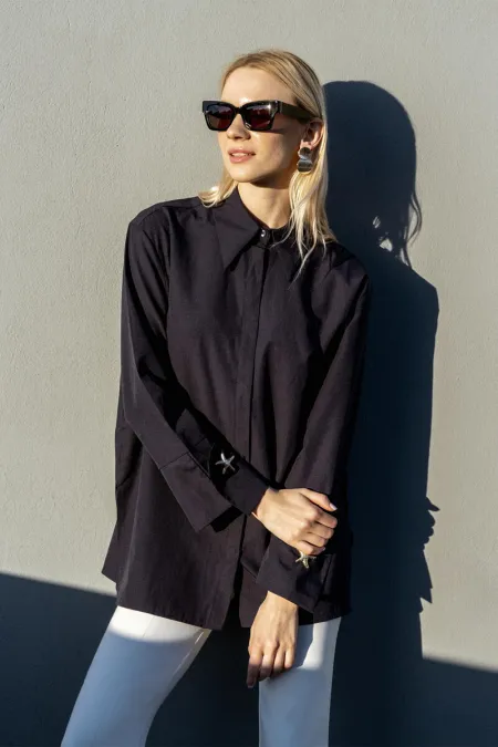 CHEMISE EN POPLIN À POIGNETS LARGES