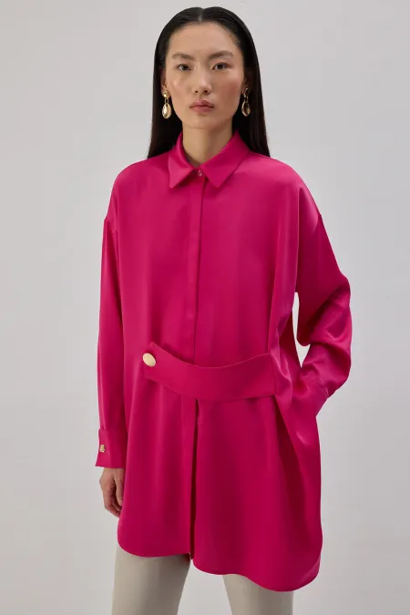 OVERSIZE BANTLI SATEN GÖMLEK