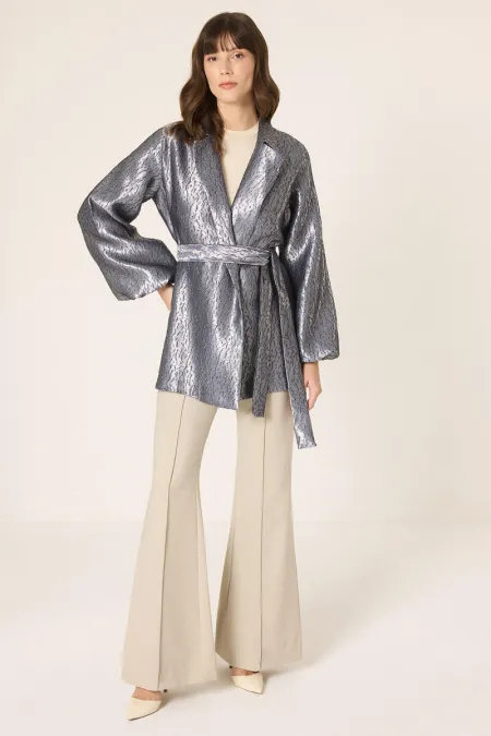 VESTE JACQUARD AVEC DÉTAIL DE CEINTURE