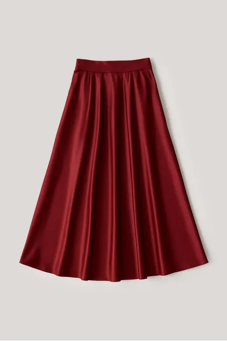 JUPE EN SATIN À VOLANTS