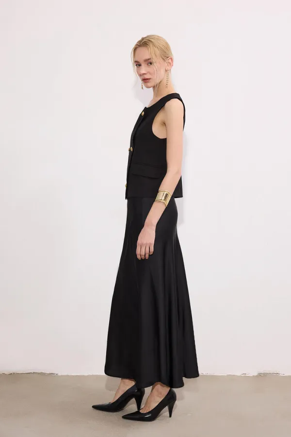 JUPE EN SATIN AVEC TAILLE ÉLASTIQUE