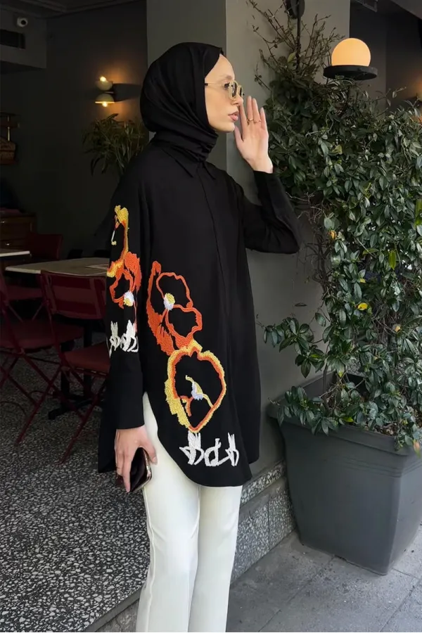 CHEMISE EN VISCOSE BRODÉE