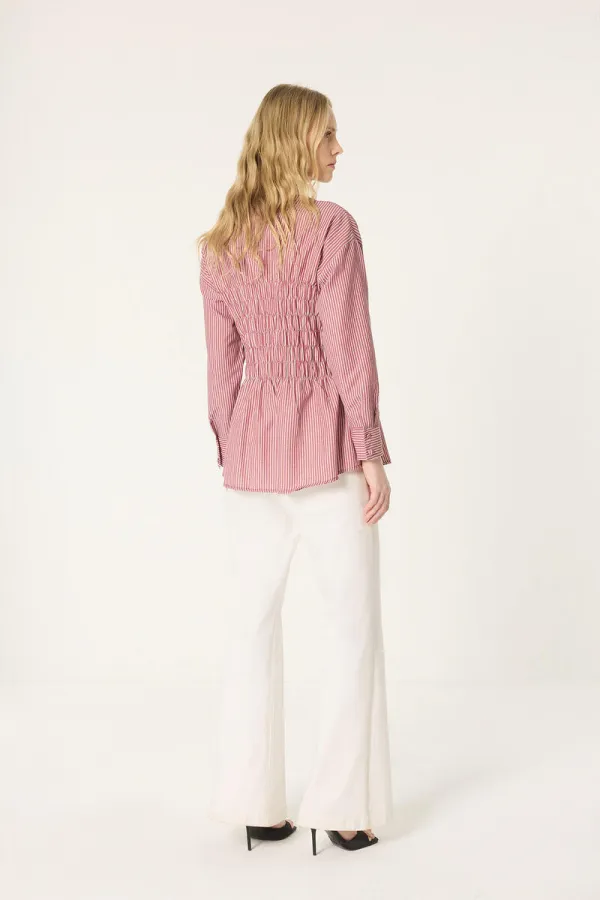 GİPE DETAYLI POPLİN GÖMLEK