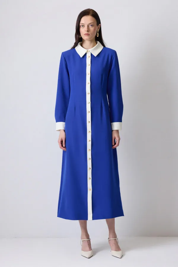 GOLD DÜĞMELİ KREP ELBİSE