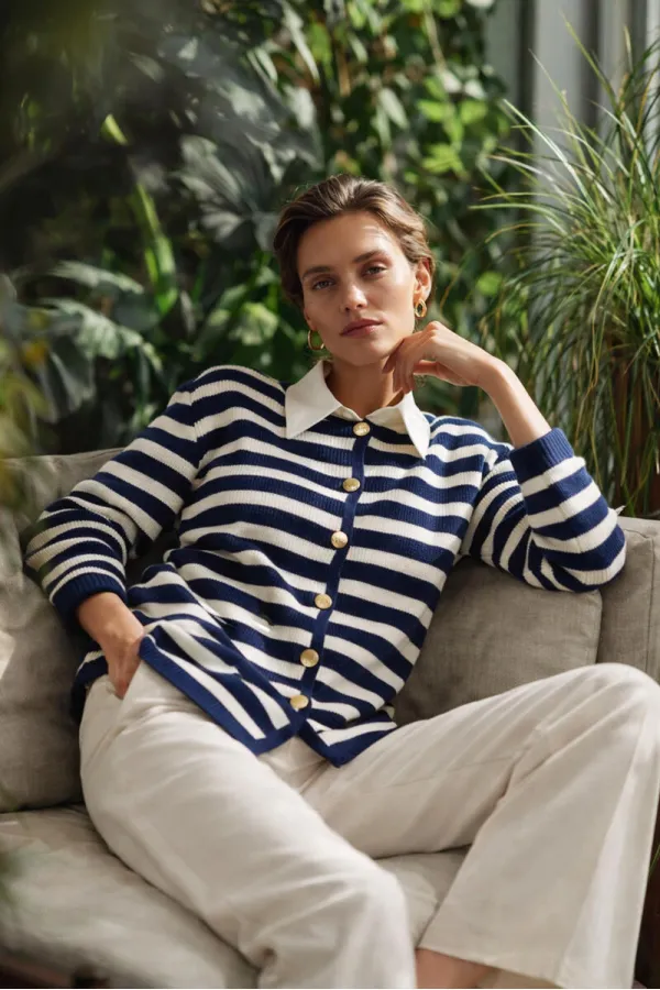 CARDIGAN LONG À BOUTONS DORÉS