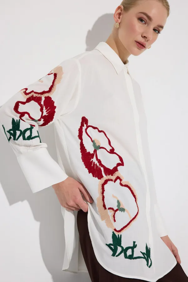 CHEMISE EN VISCOSE BRODÉE