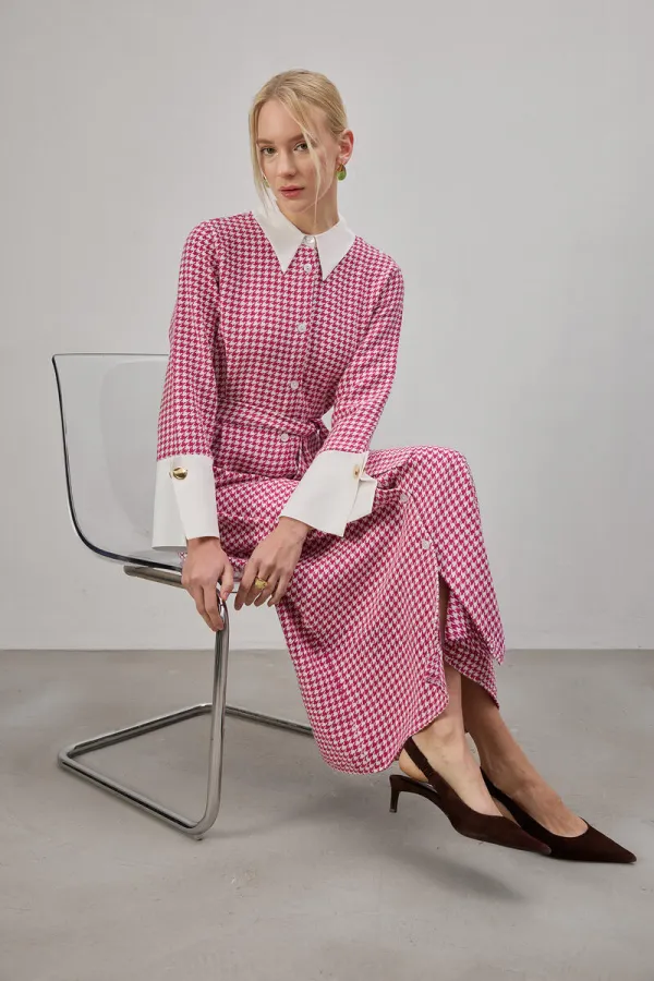 Houndstooth pattern tweed dress Houndstooth pattern tweed dress