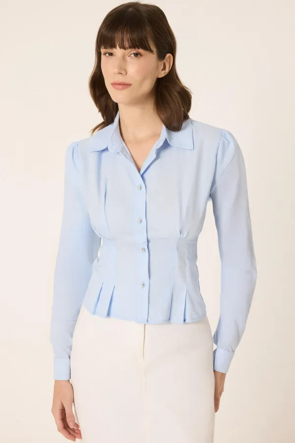 BELİ PİLELİ TAŞLI GÖMLEK