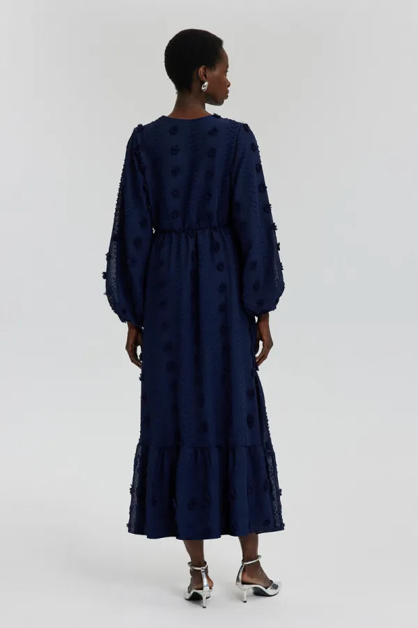 CHIFFON DRESS WITH GATHERED WAIST
