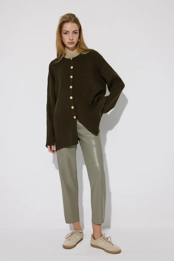 LONG CARDIGAN WITH GOLD BUTTONS