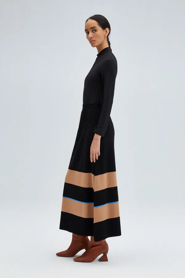 JUPE EN MAILLE À RAYURES AVEC TAILLE ÉLASTIQUE