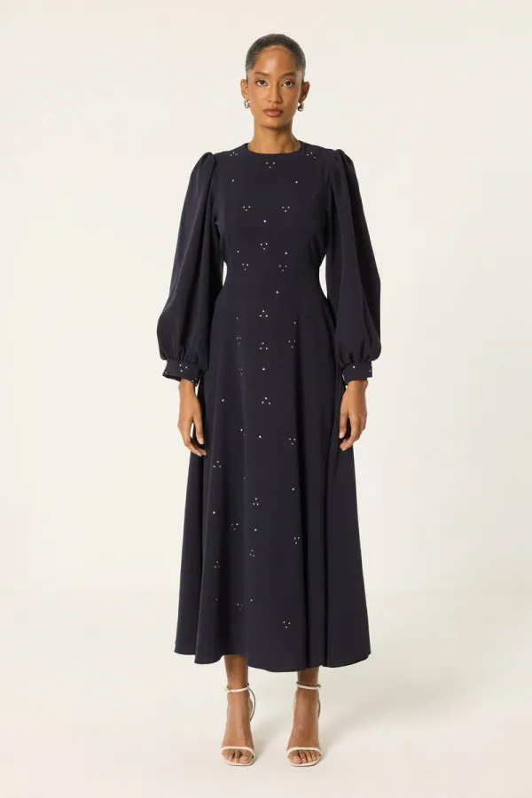 TAŞLI BALON KOL ELBİSE