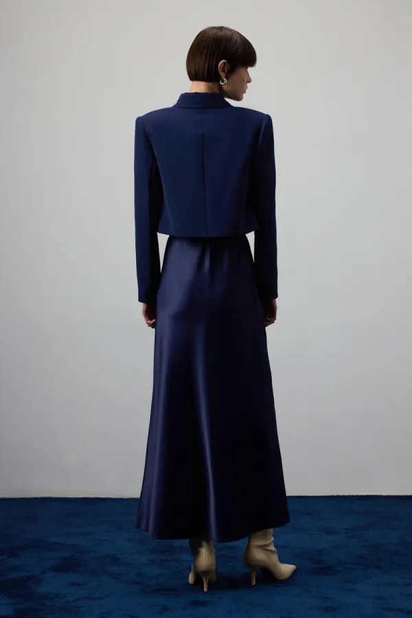 SHORT BLAZER JACKET WITH SATIN COLLAR