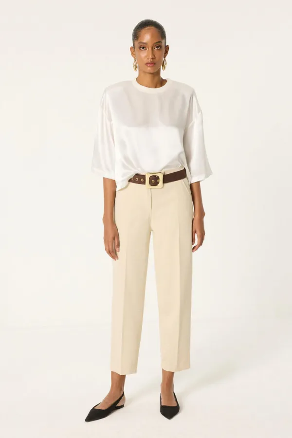 Pantalon en crêpe avec taille élastique