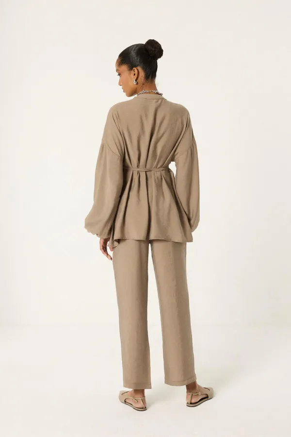 ENSEMBLE TUNIQUE ET PANTALON PLISSÉS EN MODALE