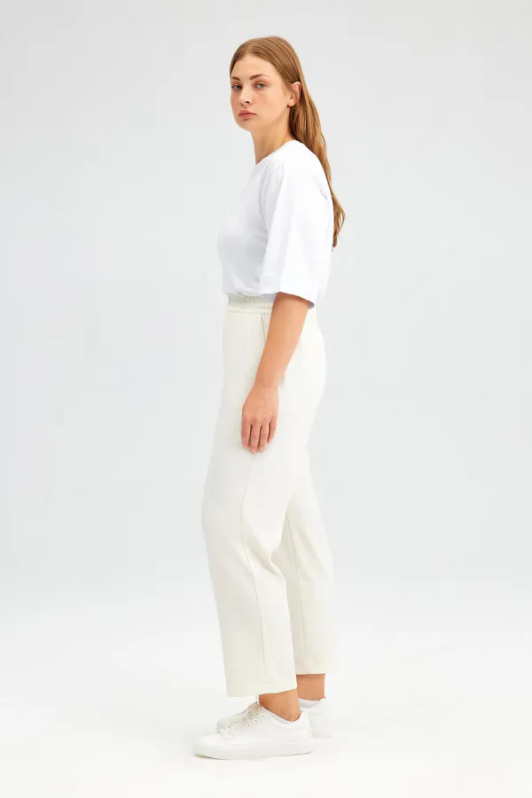 Crepe pants with elastic waistband Crepe pants with elastic waistband