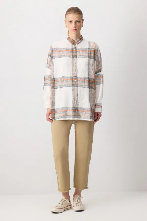 100% COTTON PLAID OVERSIZE SHIRT