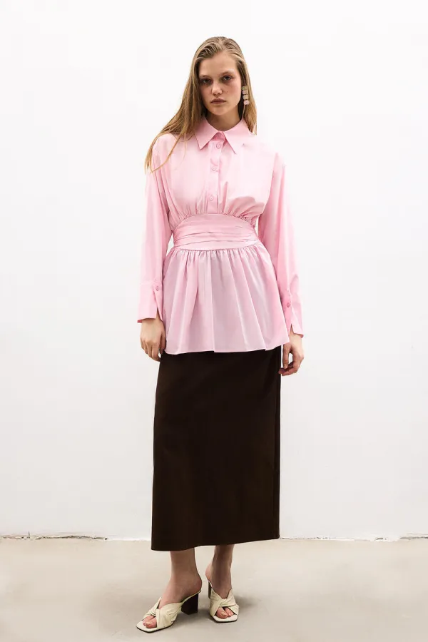 PEPLUM TUNIC WITH CORSET AT THE WAIST