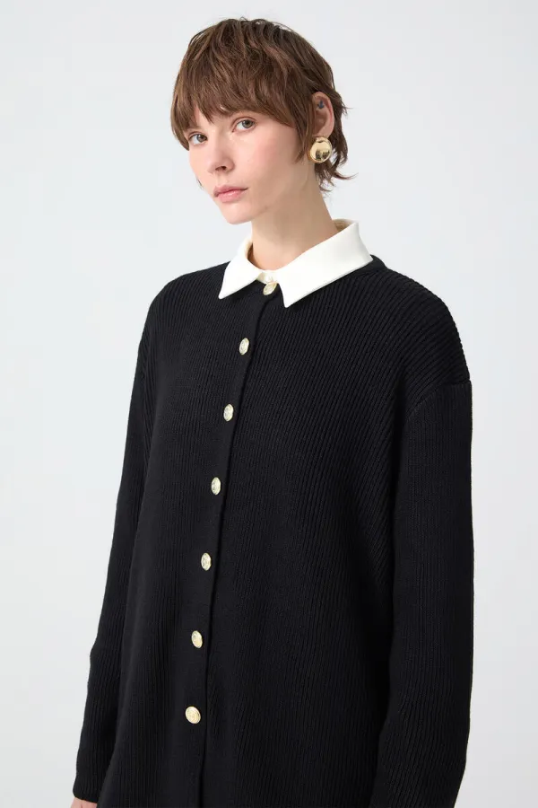 LONG CARDIGAN WITH GOLD BUTTONS