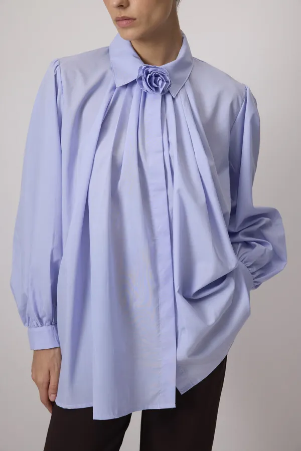 100% COTTON SHIRT WITH ROSE DETAIL