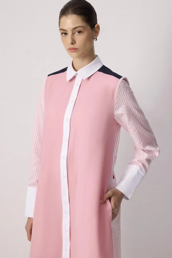 ROBE CHEMISE À COULEURS UNIES