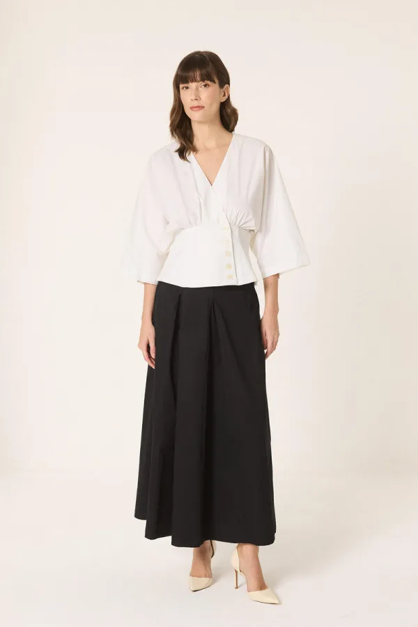 PLEATED GABARDINE SKIRT