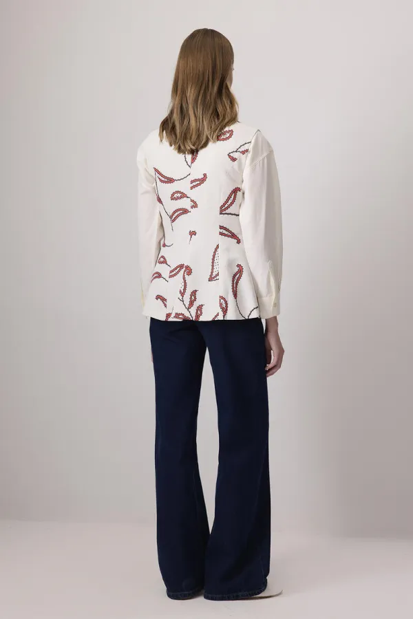 DESENLİ KETEN DOKULU YELEK