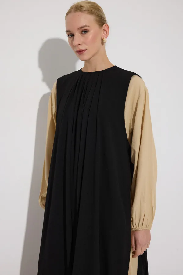 ROBE EN VISCOSE DE COULEURS CONTRASTÉES