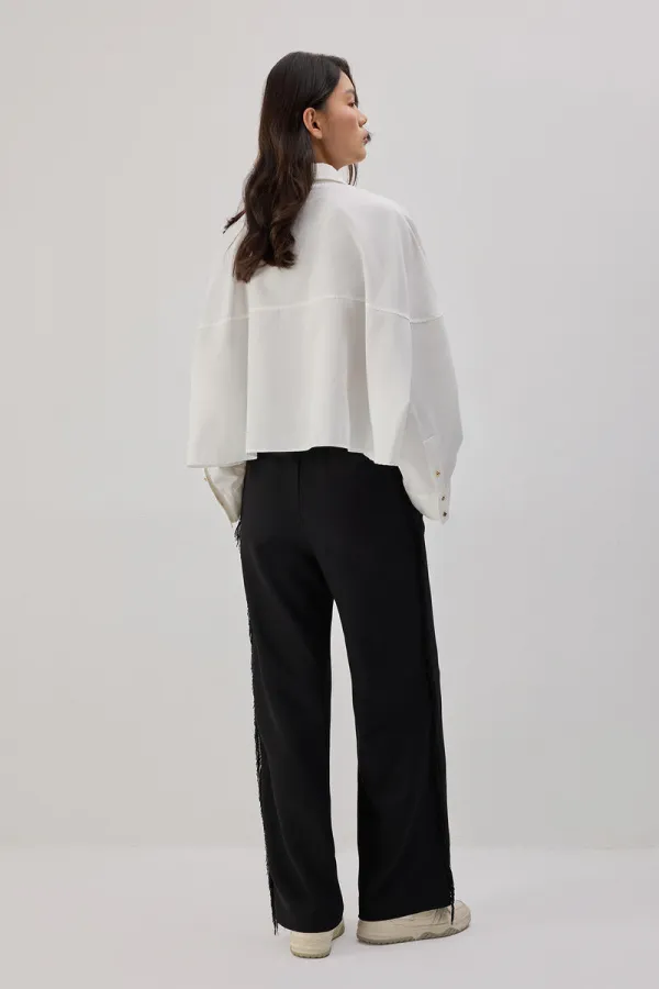 PANTALON EN CRÊPE À FRANGES