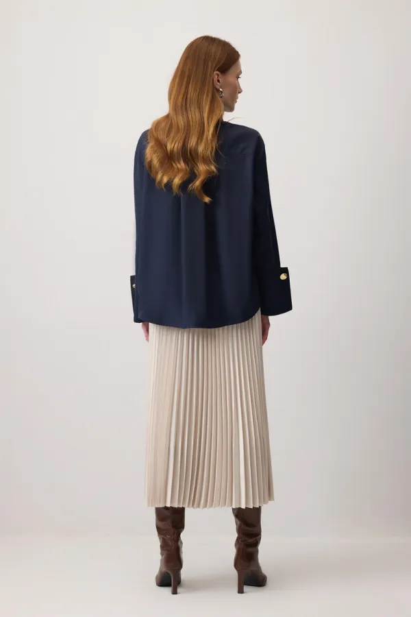 CHEMISE COURTE EN POPLIN À POIGNETS LARGES CHEMISE COURTE EN POPLIN À POIGNETS LARGES