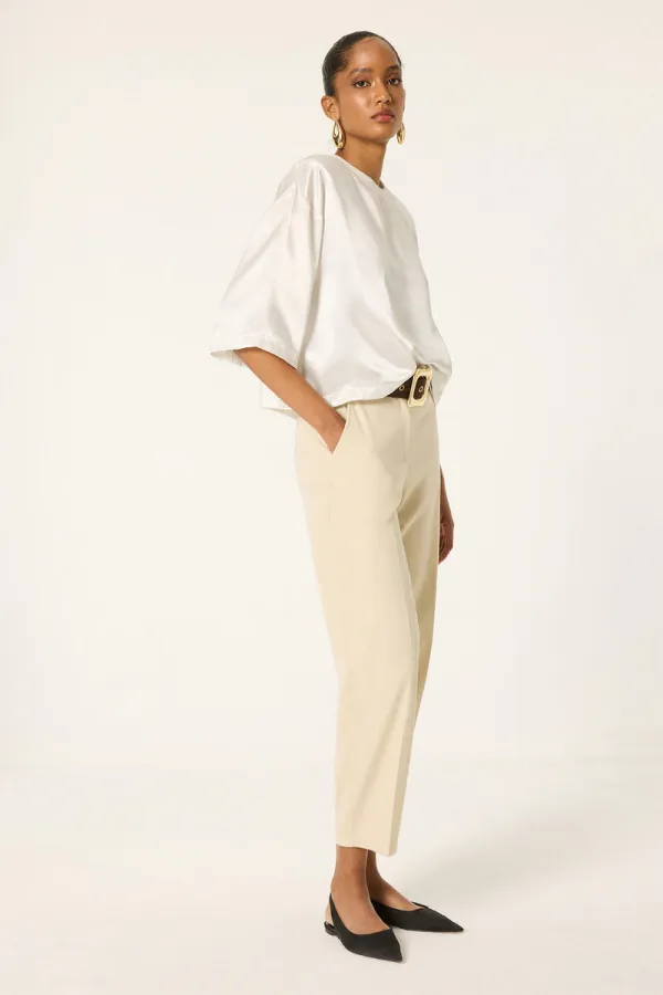 Pantalon en crêpe avec taille élastique