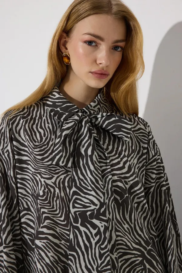 ZEBRA DESEN SATEN GÖMLEK