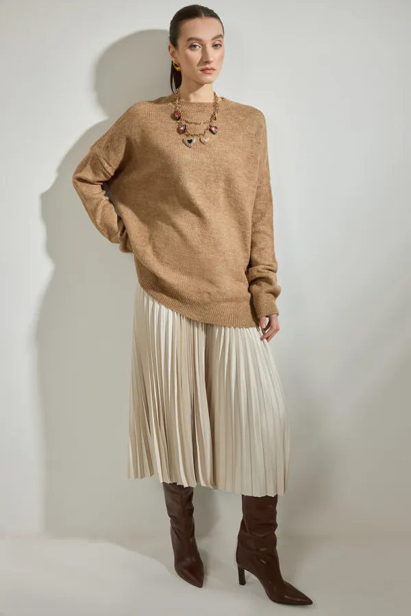 BİSİKLET YAKA OVERSİZE TRİKO KAZAK